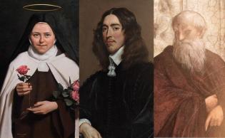 من اليمين: الفيلسوف اليوناني أفلوطين، والفيلسوف الهولندي باروخ سبينوزا، والقديسة سانت تريزا