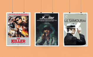 من اليسار ملصقات أفلام: «Le Samourai» / «The Killer 2023»/ «The Killer 1989»