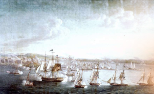 حرب طرابلس الأولى (سرب العميد البحري إدوارد بريبل يشتبك مع الزوارق الحربية والتحصينات في طرابلس بعد ظهر يوم 3 أغسطس 1804)