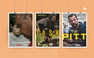 بوسترات مسلسلات 2025: من اليسار «The Pitt»، «Task»، «Adolescence»